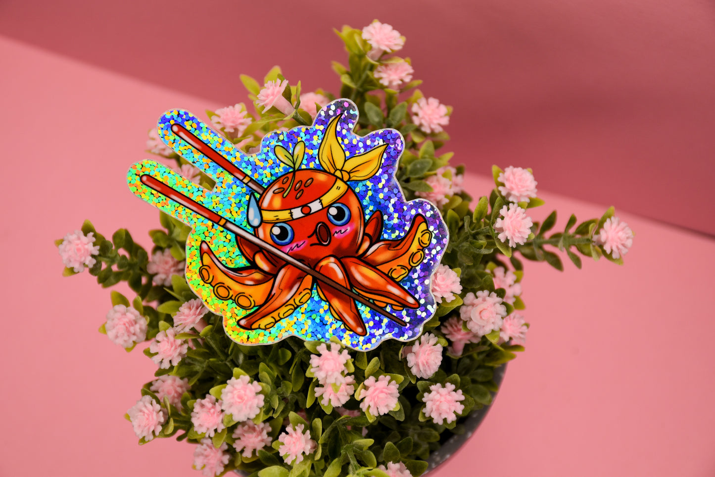 Sticker - super shiny holo: "sushi chef octopus "